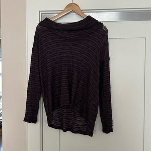 Splendid Cowl Neck Sweater Purple & Black Stripe - M